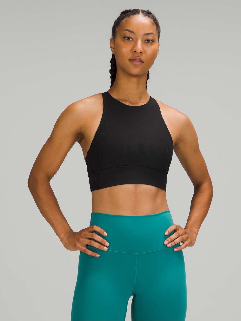 Lululemon Energy Bra High Neck Long Line Rib *Medium Support, B–D Cup
Black